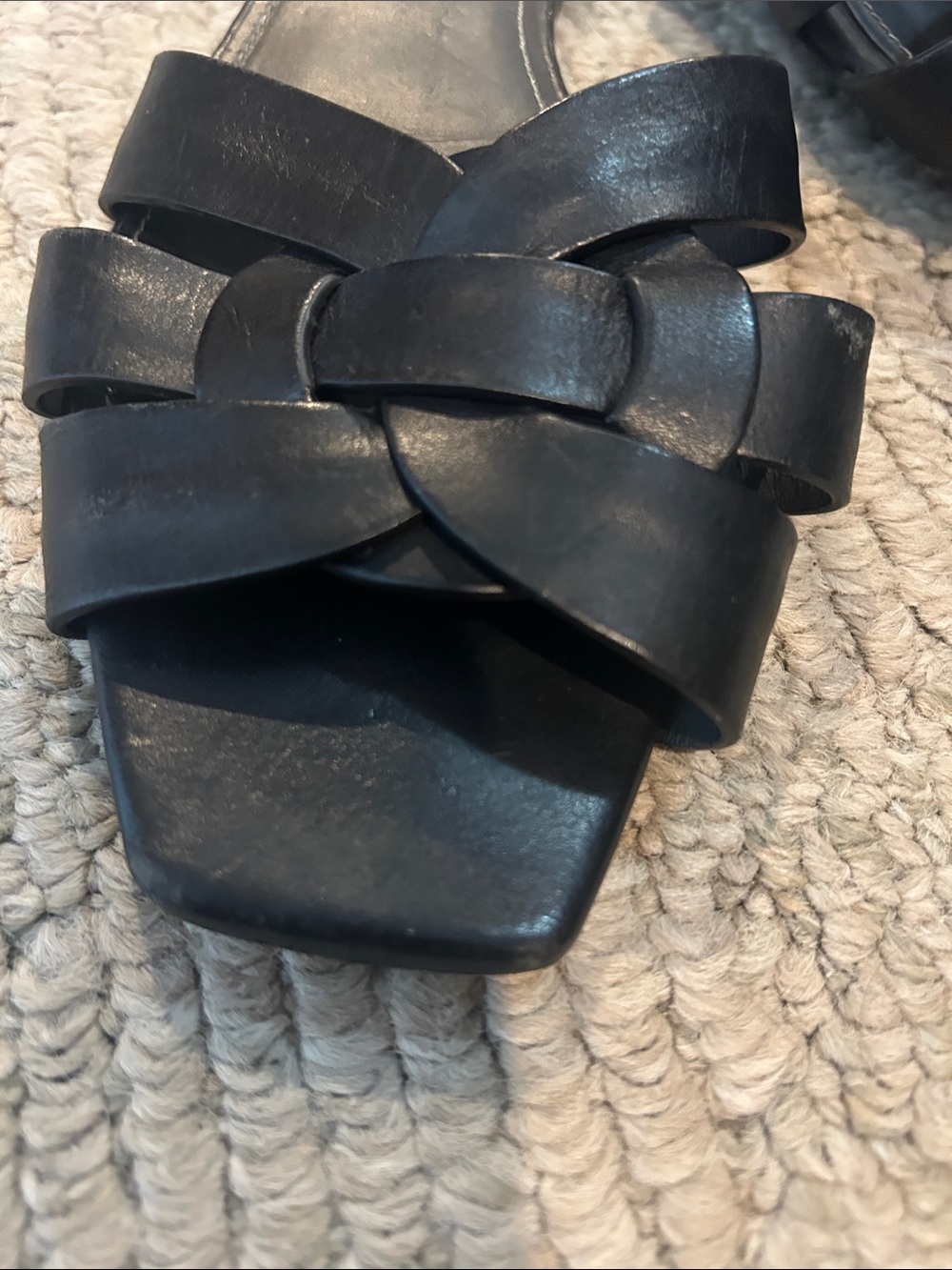 Saint Laurent Black Interwoven Slide Sandals - Picture 15 of 15